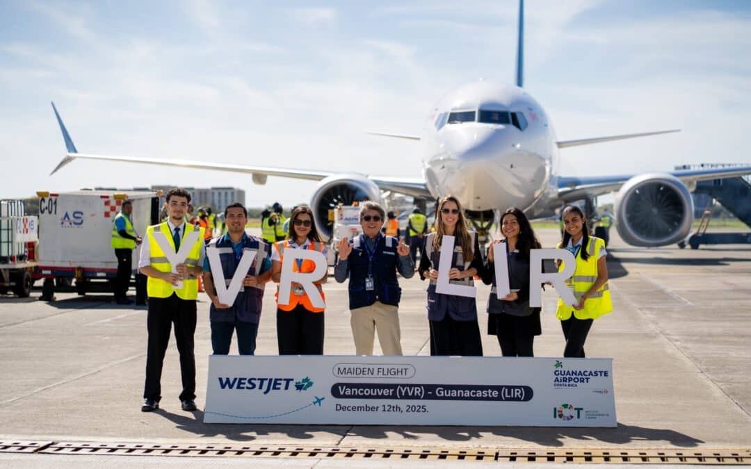Costa Rica inaugura vuelo directo de Westjet desde Vancouver a Guanacaste